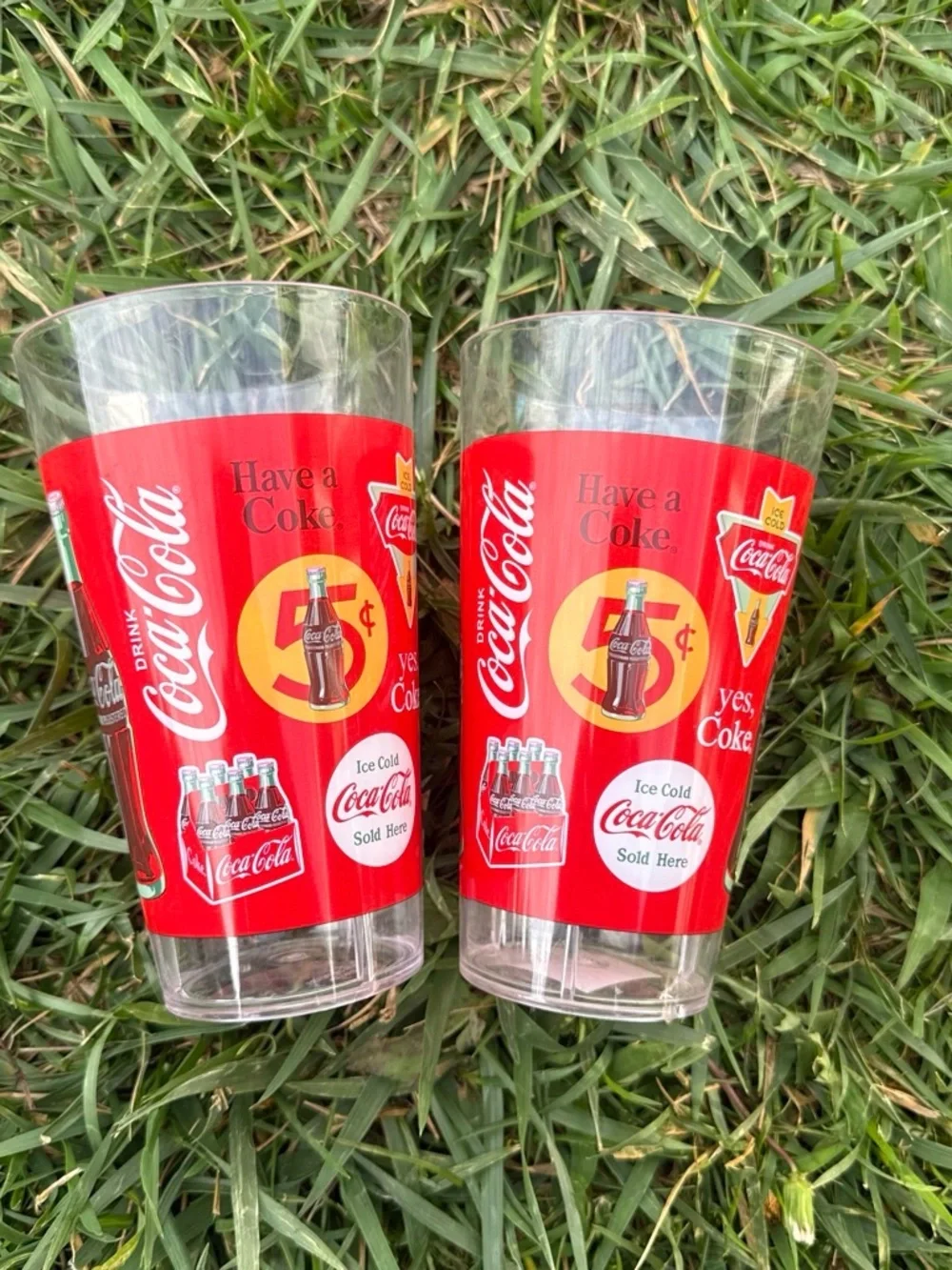 Coca-Cola Red Retro Logo Plastic Tumblers Pair